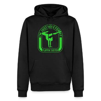 Chemise de gymnastique, je suis juste là pour mon flippin - Sweat à capuche Premium bio Homme - noir - Devant - Nico (187cm)