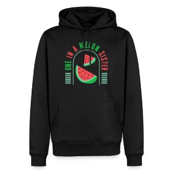 Chemise de famille, un dans une pastèque Melon Sister - Sweat à capuche Premium bio Homme - noir - Devant - Nico (187cm)