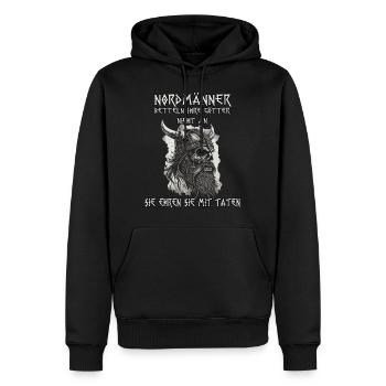 Wikinger Motiv für Heiden und Fans der Nordmänner - Männer Premium Bio Hoodie - Schwarz - Vorne - Nico (187cm)