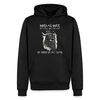 Heiden des Nordens Wikinger T-Shirt Barbaren - Männer Premium Bio Hoodie - Schwarz - Vorne - Nico (187cm)