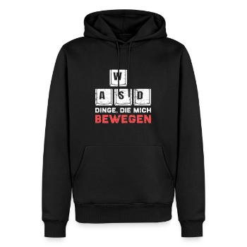 Zocken PC WASD Dinge die mich Bewegen Zocker - Männer Premium Bio Hoodie - Schwarz - Vorne - Nico (187cm)