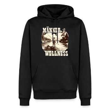Vintage Angler Herren T-Shirt für Sportangler - Männer Premium Bio Hoodie - Schwarz - Vorne - Nico (187cm)