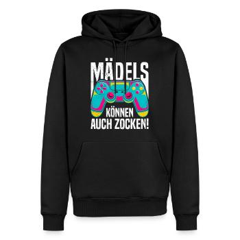 Mädels können auch Zocken! Video Spiele Frauen - Männer Premium Bio Hoodie - Schwarz - Vorne - Nico (187cm)
