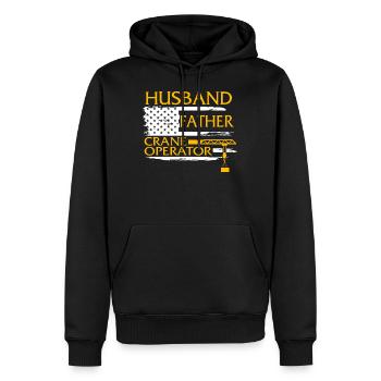 Father Shirt, Husband Father Crane Operator Tee, - Men’s Premium Organic Hoodie - black - Front - Nico (187cm)