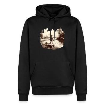 Pêche à la mouche Pêche Chemise Homme Pêche Truite Pêche - Sweat à capuche Premium bio Homme - noir - Devant - Nico (187cm)