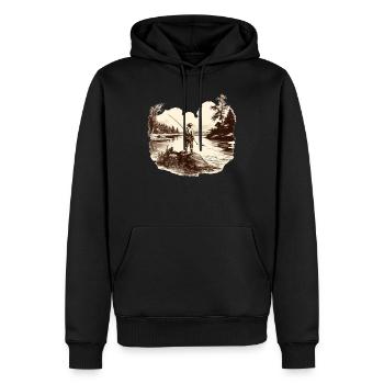 T-shirt de pêche Fly Fisherman Pêche sportive - Sweat à capuche Premium bio Homme - noir - Devant - Nico (187cm)