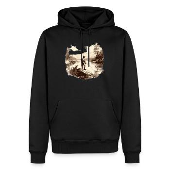 Forellenfischer Fliegenfischen Sportangler Angeln - Männer Premium Bio Hoodie - Schwarz - Vorne - Nico (187cm)