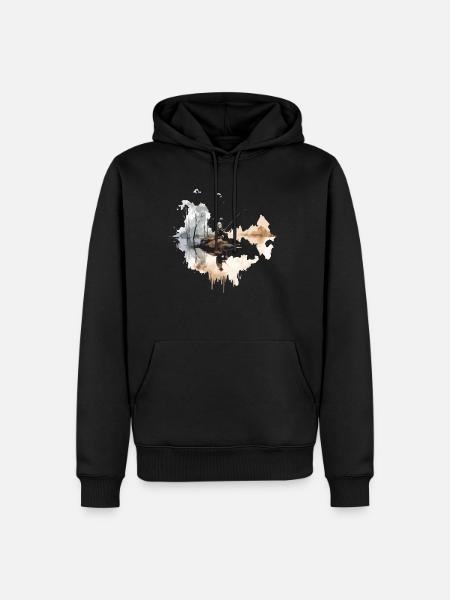Vintage Angler Motiv Retro Hobby Fischer Angel - Männer Premium Bio Hoodie - Schwarz