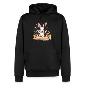 Kaninhop Master : Votre lapin en tant que champion - Sweat à capuche Premium bio Homme - noir - Devant - Nico (187cm)
