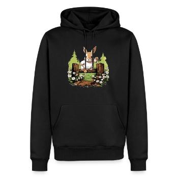 HappyHops Kaninhop lapin Kaninhop cadeau - Sweat à capuche Premium bio Homme - noir - Devant - Nico (187cm)