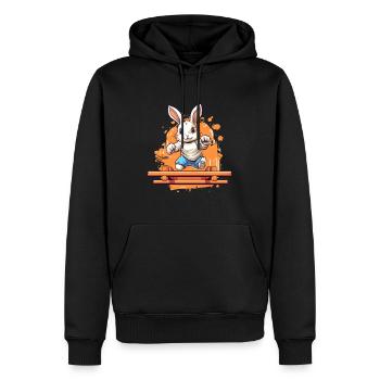 Kaninhop Fans Training voller Glück für Kaninchen - Männer Premium Bio Hoodie - Schwarz - Vorne - Nico (187cm)