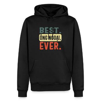 Chemise de grand-père, meilleur Ong Ngoai jamais Vintage - Sweat à capuche Premium bio Homme - noir - Devant - Nico (187cm)