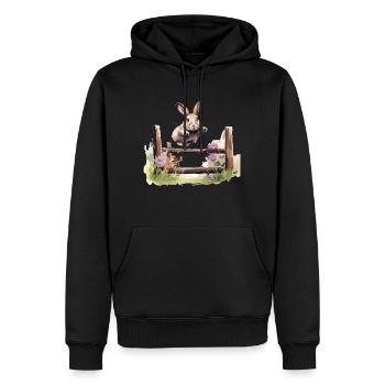 Kaninhop Découvrez le monde des sports de lapins - Sweat à capuche Premium bio Homme - noir - Devant - Nico (187cm)