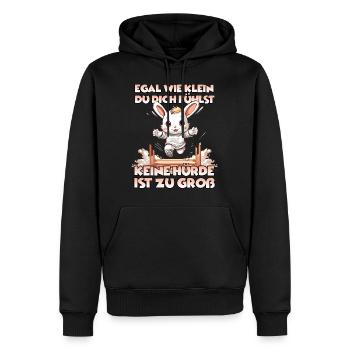 Kaninhop Joy Spaß und Bewegung für dein Kaninchen - Männer Premium Bio Hoodie - Schwarz - Vorne - Nico (187cm)