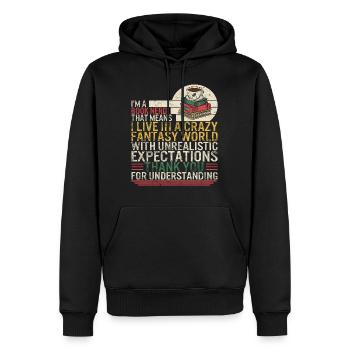 Literatur-Shirt, ich bin ein Buch-Nerd, das bedeutet, dass ich - Männer Premium Bio Hoodie - Schwarz - Vorne - Nico (187cm)