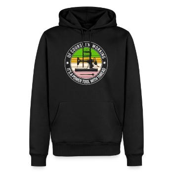 Hemd nähen, natürlich arbeite ich, es ist eine Macht - Männer Premium Bio Hoodie - Schwarz - Vorne - Nico (187cm)
