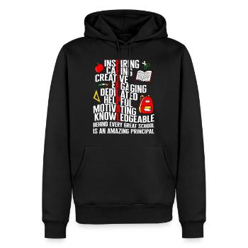 Principal chemise, incroyable principal source d’inspiration - Sweat à capuche Premium bio Homme - noir - Devant - Nico (187cm)