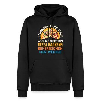 Studieren kann Jeder Kunst des Pizza Backens - Männer Premium Bio Hoodie - Schwarz - Vorne - Nico (187cm)