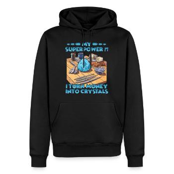 Motif pour les cultivateurs de cristaux et les - Sweat à capuche Premium bio Homme - noir - Devant - Nico (187cm)