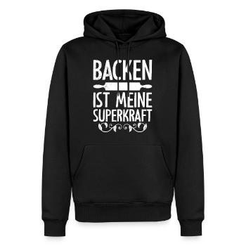Backen ist meine Superkraft Konditorei Backteig - Männer Premium Bio Hoodie - Schwarz - Vorne - Nico (187cm)