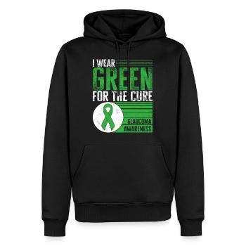 Chemise contre le glaucome, je porte du vert pour la guérison - Sweat à capuche Premium bio Homme - noir - Devant - Nico (187cm)