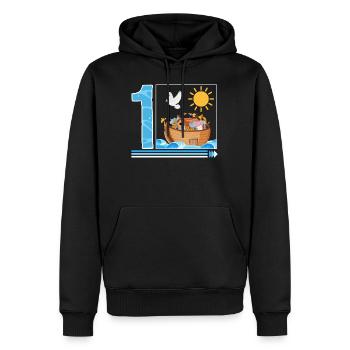 1st Birthday Shirt, Noah's Ark Birthday Party 1st - Men’s Premium Organic Hoodie - black - Front - Nico (187cm)