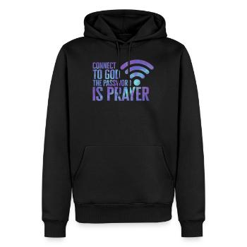 Christliches Hemd, Verbinde dich mit Gott Das Passwort ist - Männer Premium Bio Hoodie - Schwarz - Vorne - Nico (187cm)