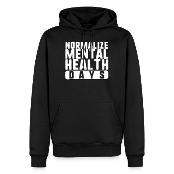 Chemise d’infirmière de santé, Normaliser les jours de la santé mentale - Sweat à capuche Premium bio Homme - noir - Devant - Nico (187cm)