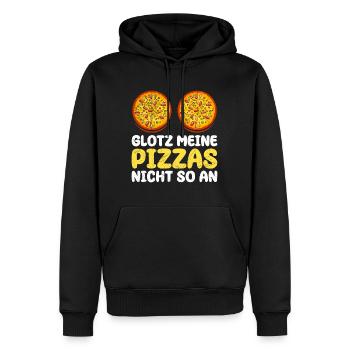 Pizzafan Glotz meine Pizzas nicht so An Bäcker - Männer Premium Bio Hoodie - Schwarz - Vorne - Nico (187cm)