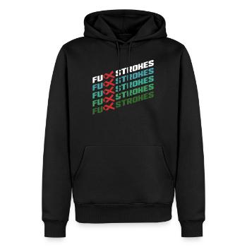 Fuck Strokes Vintage Sunset Awareness Red Ribbon - Men’s Premium Organic Hoodie - black - Front - Nico (187cm)