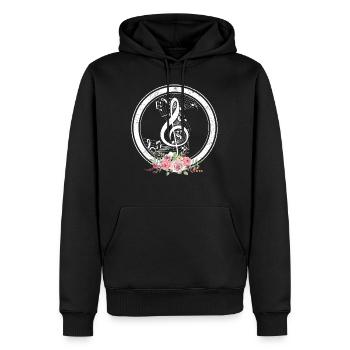 Musik-Shirt, geschnittene Musiknotenschlüssel Blumen-T-Shirt, - Männer Premium Bio Hoodie - Schwarz - Vorne - Nico (187cm)