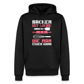 Backen ist Liebe die Man Essen kann Backfans - Männer Premium Bio Hoodie - Schwarz - Vorne - Nico (187cm)
