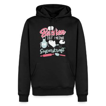 Backen ist meine Superkraft Backteig Backstube - Männer Premium Bio Hoodie - Schwarz - Vorne - Nico (187cm)