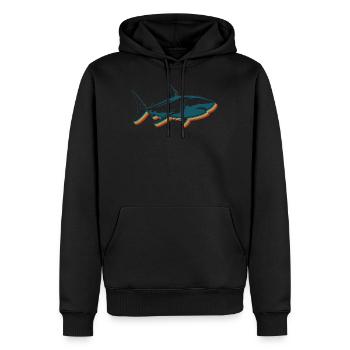 Chemise de pêche, requin Vintage poisson pêche grand - Sweat à capuche Premium bio Homme - noir - Devant - Nico (187cm)