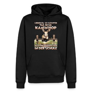 Training mal anders: Kaninhop für Zwergkaninchen - Männer Premium Bio Hoodie - Schwarz - Vorne - Nico (187cm)