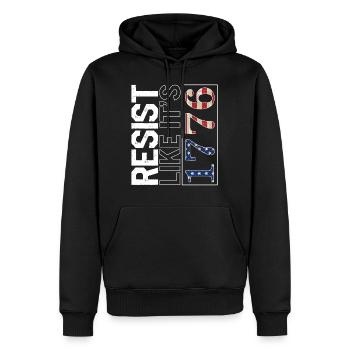 Amerika-Hemd, widerstehen Sie, als wäre es die US-Flagge von 1776 - Männer Premium Bio Hoodie - Schwarz - Vorne - Nico (187cm)