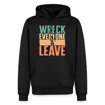 Distressed Shirt, Wreck Everyone And Leave Retro - Men’s Premium Organic Hoodie - black - Front - Nico (187cm)