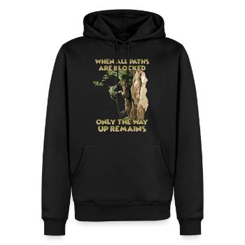 Aventure au sommet en point de mire Toprope - Sweat à capuche Premium bio Homme - noir - Devant - Nico (187cm)
