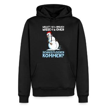 Schneemann Willst du Wissen Woher Schneeflocken - Männer Premium Bio Hoodie - Schwarz - Vorne - Nico (187cm)