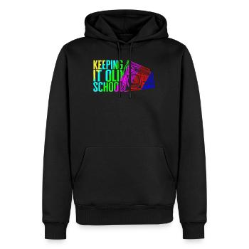 Music Shirt, Keeping It Old School Stereo Retro - Men’s Premium Organic Hoodie - black - Front - Nico (187cm)