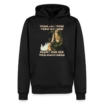 Erobre die Gipfel: Toprope Klettern Bergsport Fans - Männer Premium Bio Hoodie - Schwarz - Vorne - Nico (187cm)