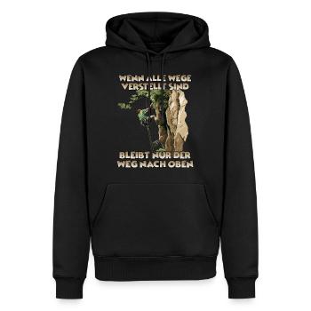 Gipfelabenteuer Toprope Klettern für Bergsteiger - Männer Premium Bio Hoodie - Schwarz - Vorne - Nico (187cm)