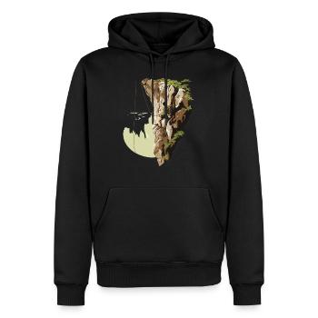 Aventure en montagne : l’escalade en moulinette pour les amoureux de la nature - Sweat à capuche Premium bio Homme - noir - Devant - Nico (187cm)