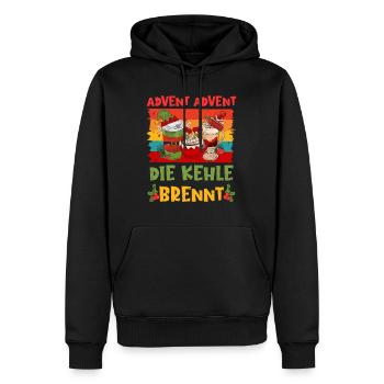 Glühwein Fan Advent Advent die Kehle Brennt - Männer Premium Bio Hoodie - Schwarz - Vorne - Nico (187cm)
