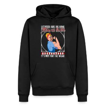 Nurse Shirt, Licensed Nursing Home Administrator - Men’s Premium Organic Hoodie - black - Front - Nico (187cm)