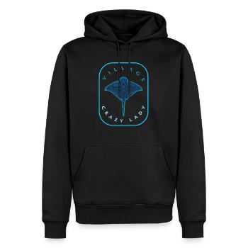 Hawaii-Hemd, Village Crazy Lady Sting Ray Tiki - Männer Premium Bio Hoodie - Schwarz - Vorne - Nico (187cm)