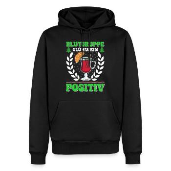 Blutgruppe Glühwein Positiv Glüweinstand - Männer Premium Bio Hoodie - Schwarz - Vorne - Nico (187cm)