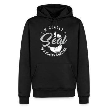 Sea Lion Shirt, I'm Really A Seal In A Human - Men’s Premium Organic Hoodie - black - Front - Nico (187cm)