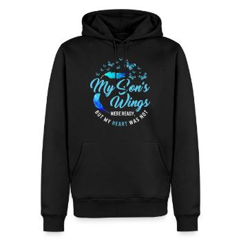 Memorial Day Shirt, My Son's Wings Were Ready But - Men’s Premium Organic Hoodie - black - Front - Nico (187cm)