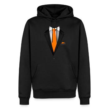 Smoking avec une cravate orange pour les mariages et spéciaux - Sweat à capuche Premium bio Homme - noir - Devant - Nico (187cm)